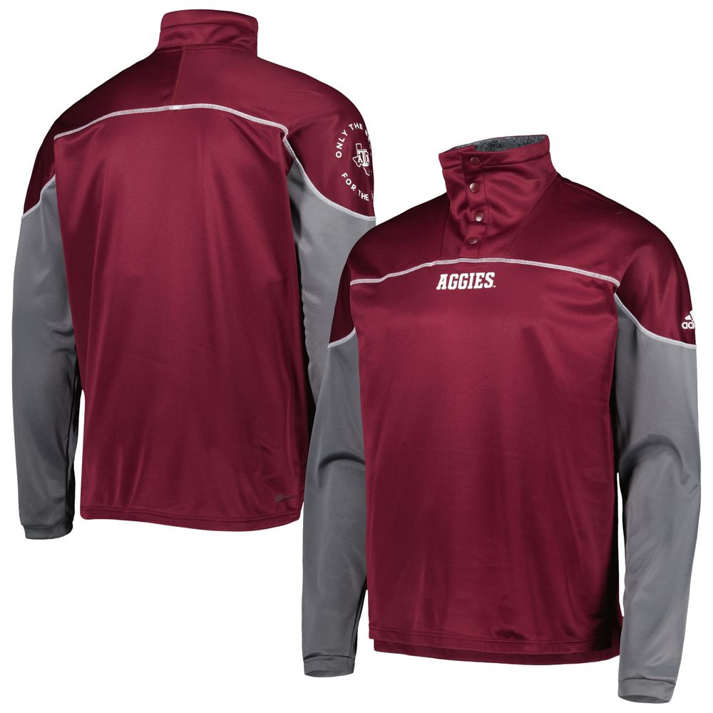 Men's adidas Maroon Texas A&M Aggies AEROREADY Knit Quarter-Snap Jacket