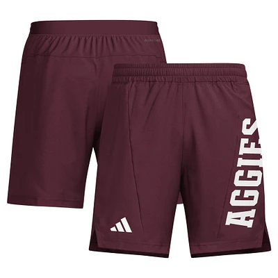 Short adidas Maroon Texas A&M Aggies conçu pour l'entraînement AEROREADY homme