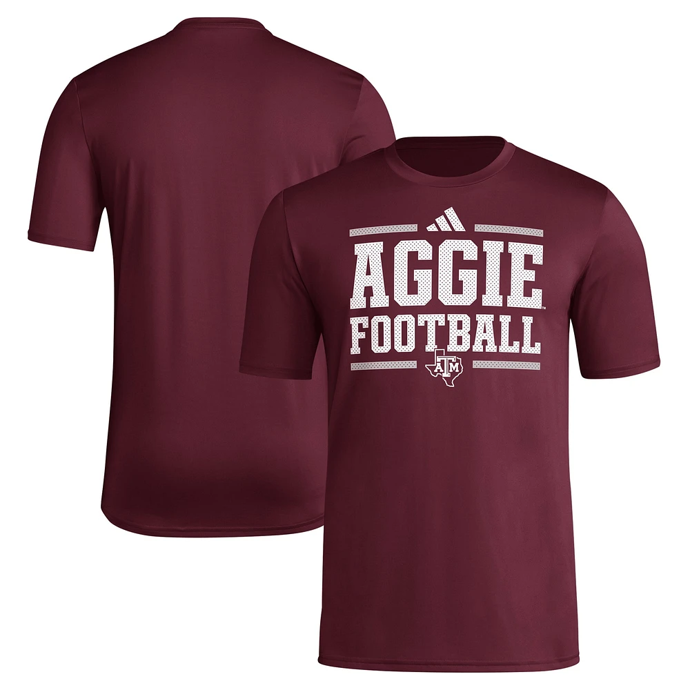 T-shirt de football adidas AEROREADY d'avant-match Texas A&M Aggies pour homme Bordeaux