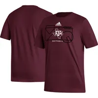 T-shirt adidas Texas A&M Aggies Locker Lines Softball Fresh pour homme, bordeaux