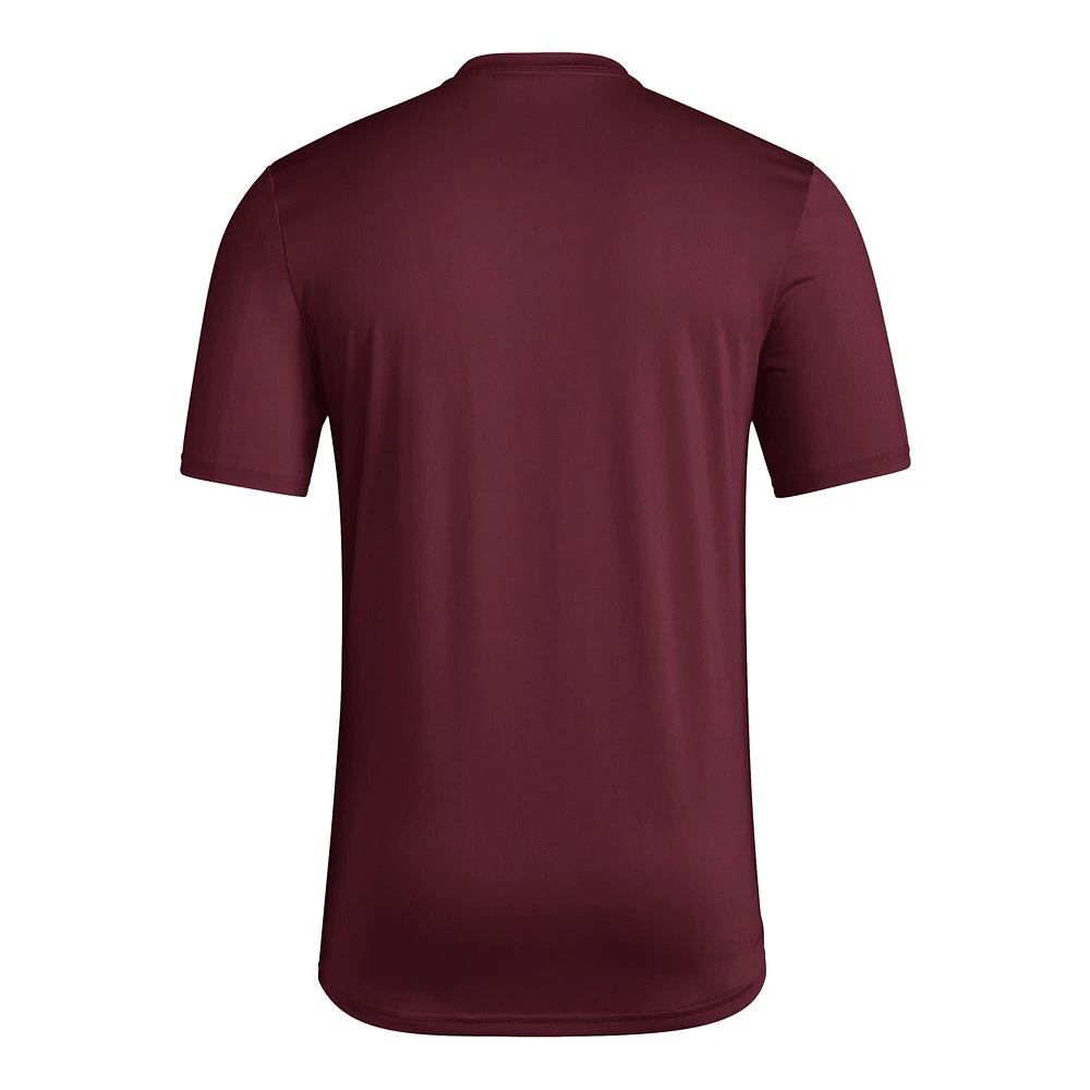 T-shirt adidas marron Texas A&M Aggies Locker On-Court The Fade Pregame AEROREADY pour homme