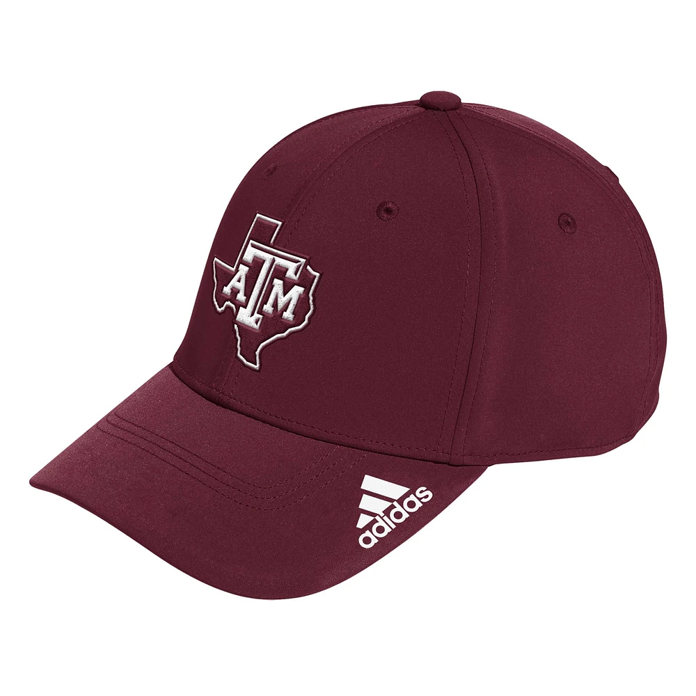 Casquette flexible avec logo de vestiaire pour hommes adidas Maroon Texas A&M Aggies