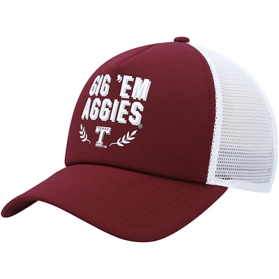 Casquette réglable de camionneur avant en mousse pour hommes adidas Maroon Texas A&M Aggies Phrase