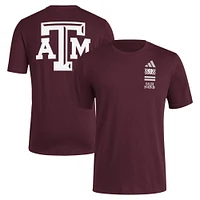 T-shirt adidas Maroon Texas A&M Aggies Reverse Retro Baseball 2 Hit pour hommes