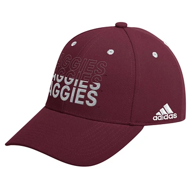 Casquette réglable à moitié de police saisonnière adidas Maroon Texas A&M Aggies pour hommes