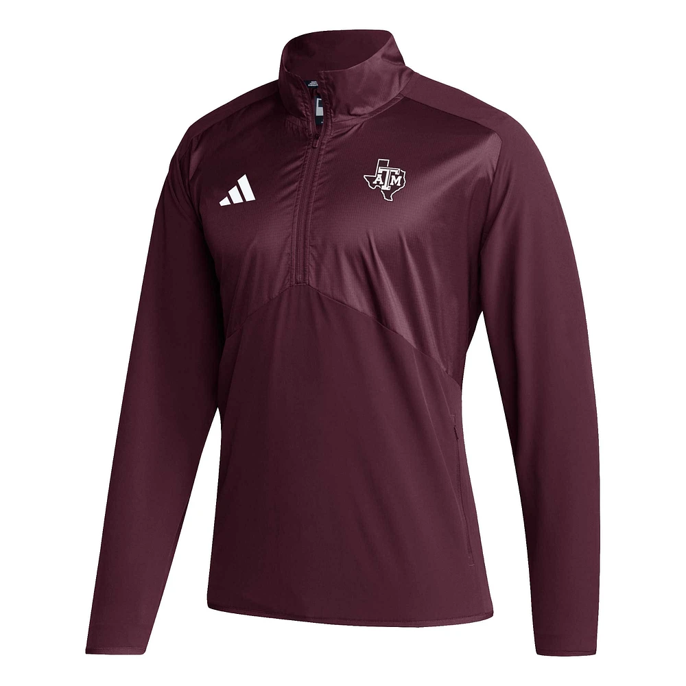 Men's adidas Maroon Texas A&M Aggies Sideline AEROREADY Raglan Sleeve Quarter-Zip Jacket