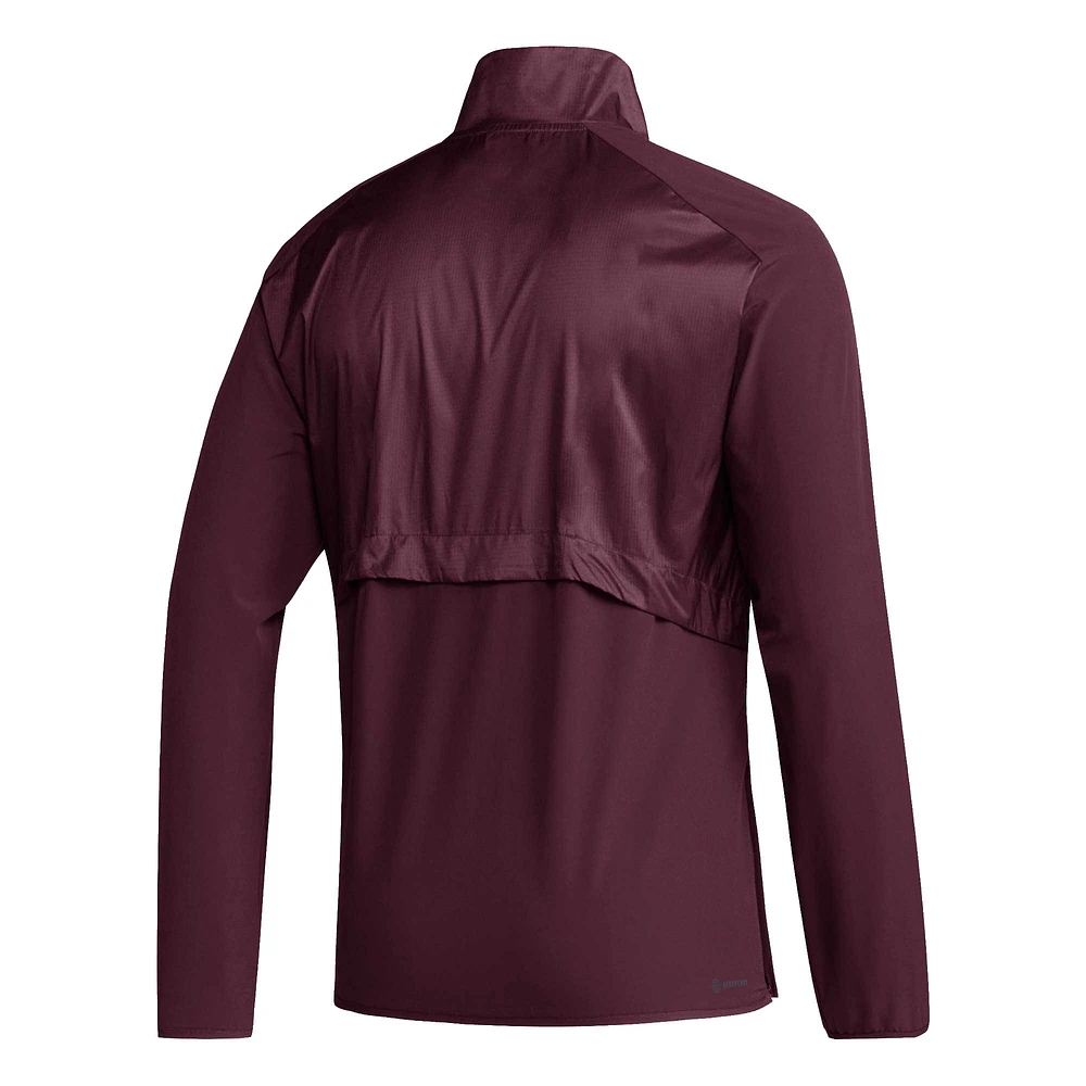 Veste pour homme adidas Maroon Texas A&M Aggies Sideline AEROREADY Raglan Sleeve Quarter-Zip