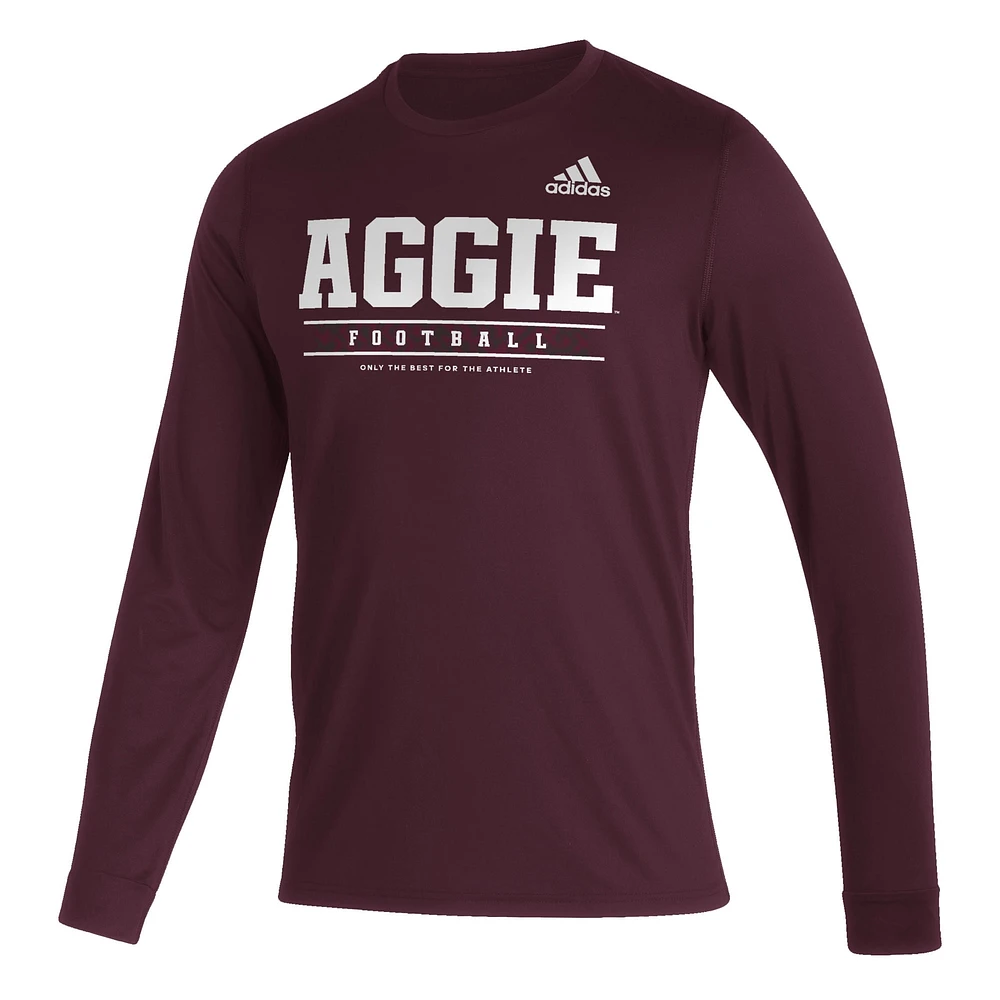 Men's adidas Maroon Texas A&M Aggies Sideline Creator Practice AEROREADY Long Sleeve T-Shirt