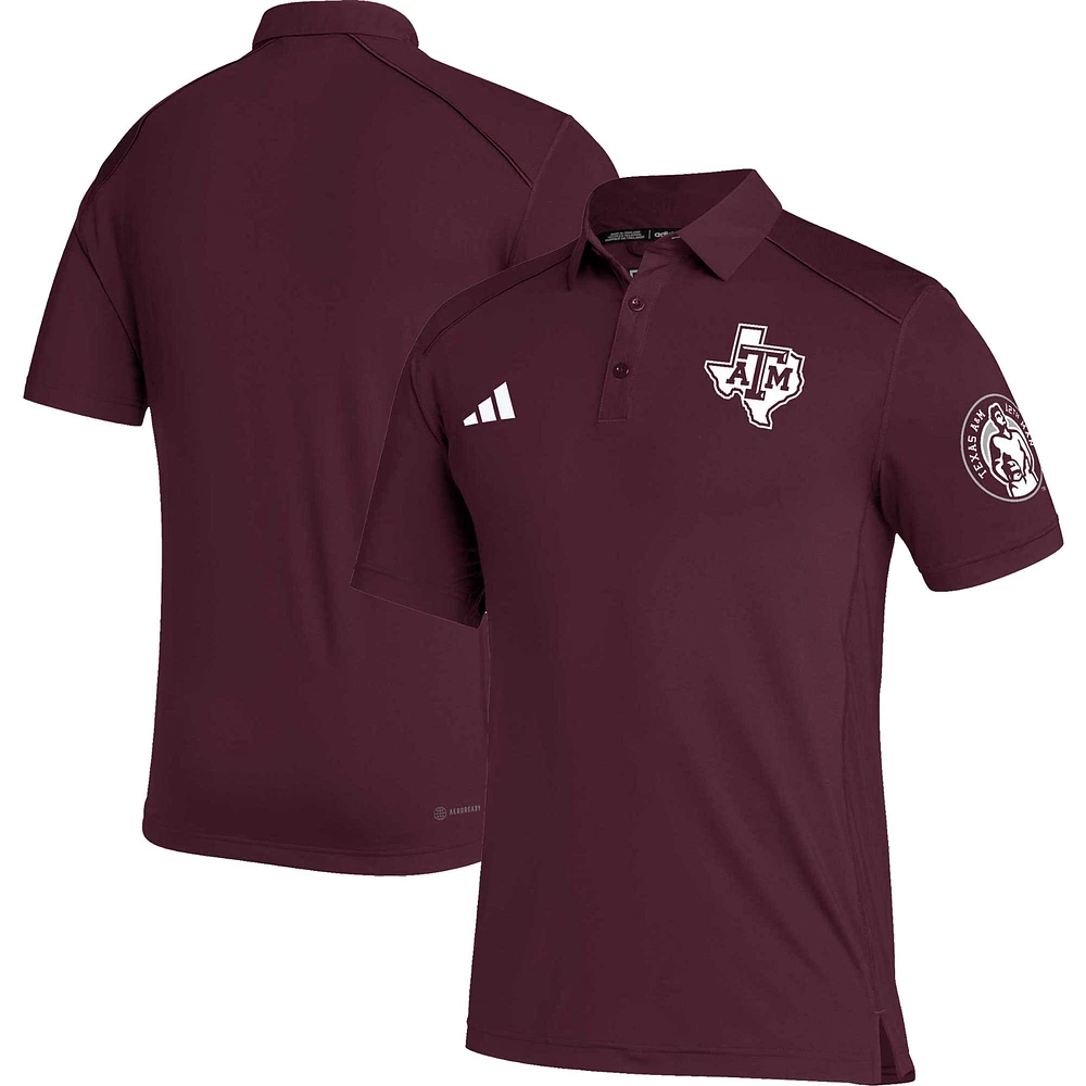 Polo AEROREADY adidas Texas A&M Aggies Strategy marron pour homme