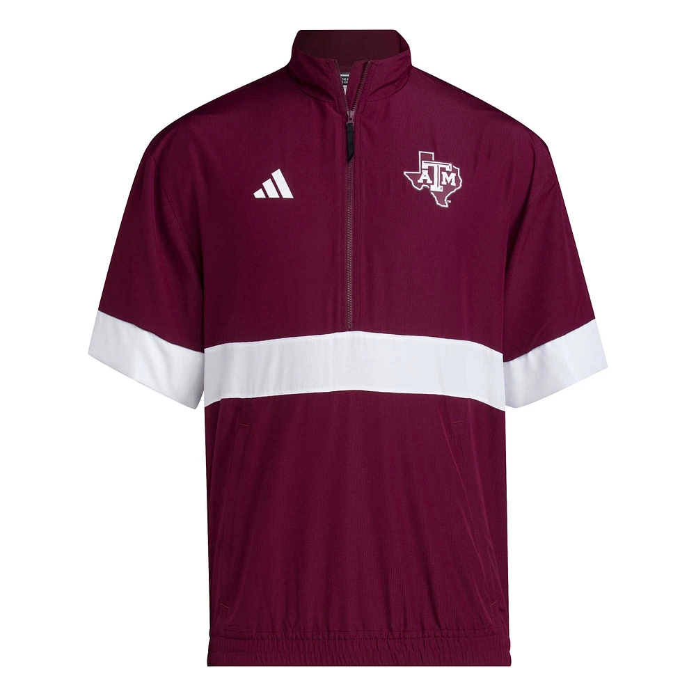 Men's adidas Maroon Texas A&M Aggies Strategy Short Sleeve Half-Zip Jacket