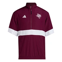 Veste à demi-fermeture éclair manches courtes adidas Texas A&M Aggies Strategy pour homme