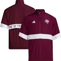 Veste à demi-fermeture éclair manches courtes adidas Texas A&M Aggies Strategy pour homme