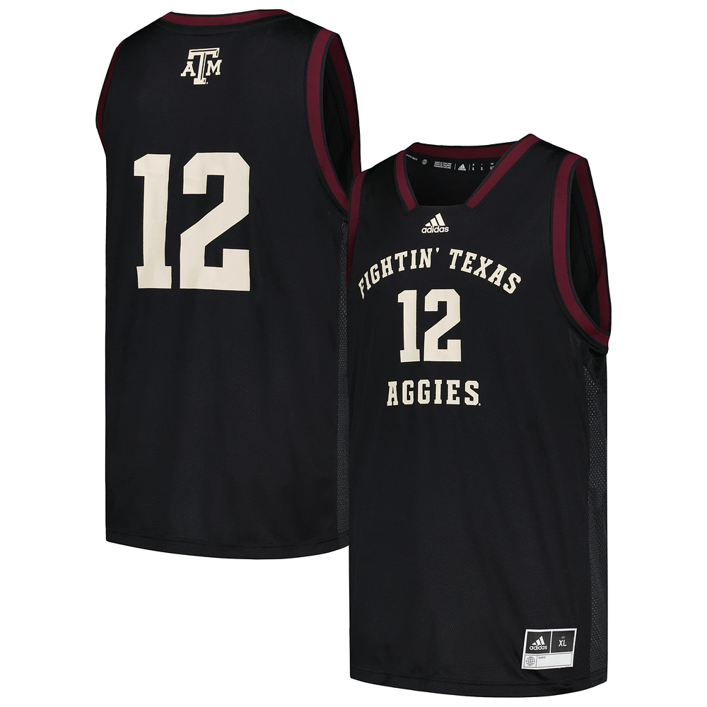 Maillot adidas #12 Texas A&M Aggies Team Swingman pour homme, noir