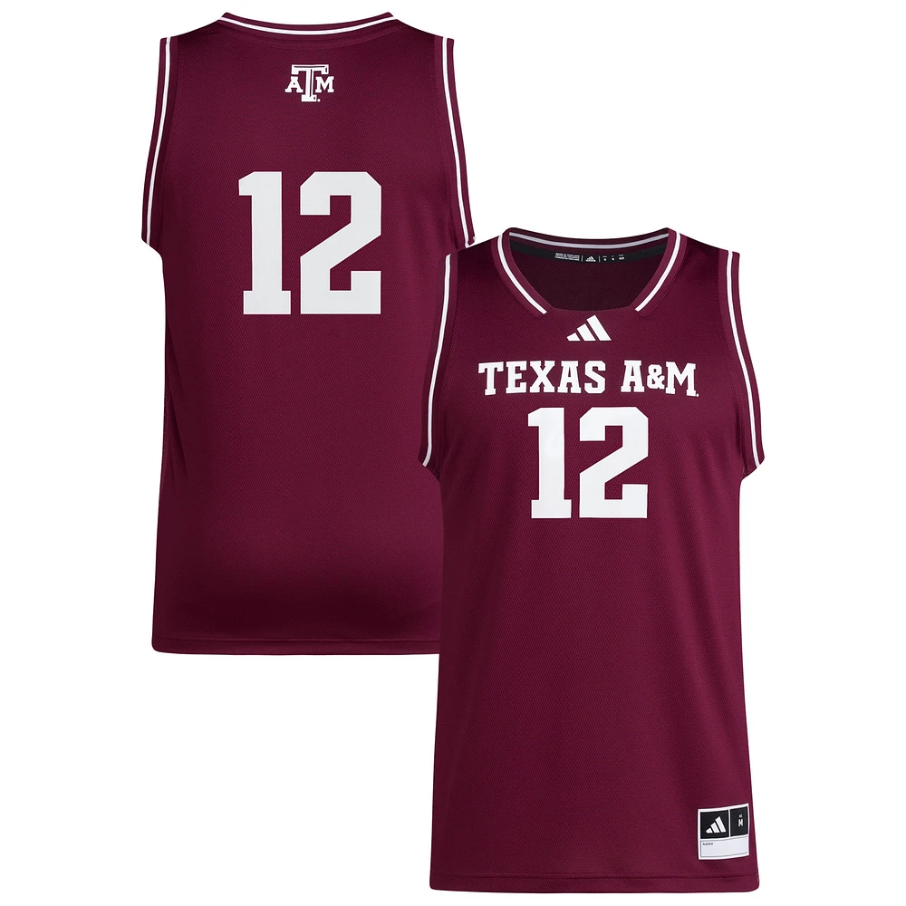 Men's adidas #12 Maroon Texas A&M Aggies Replica Swingman Jersey