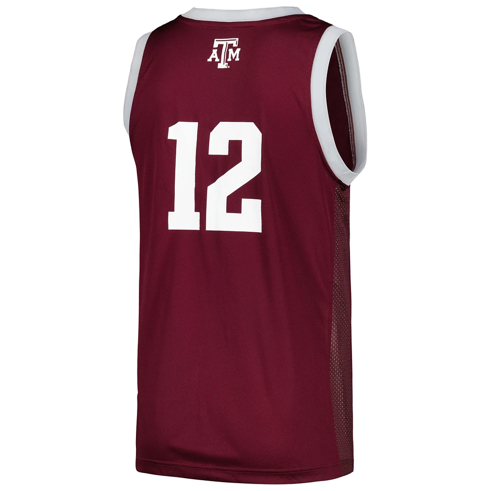 Maillot adidas #12 Maroon Texas A&M Aggies Team Swingman pour hommes