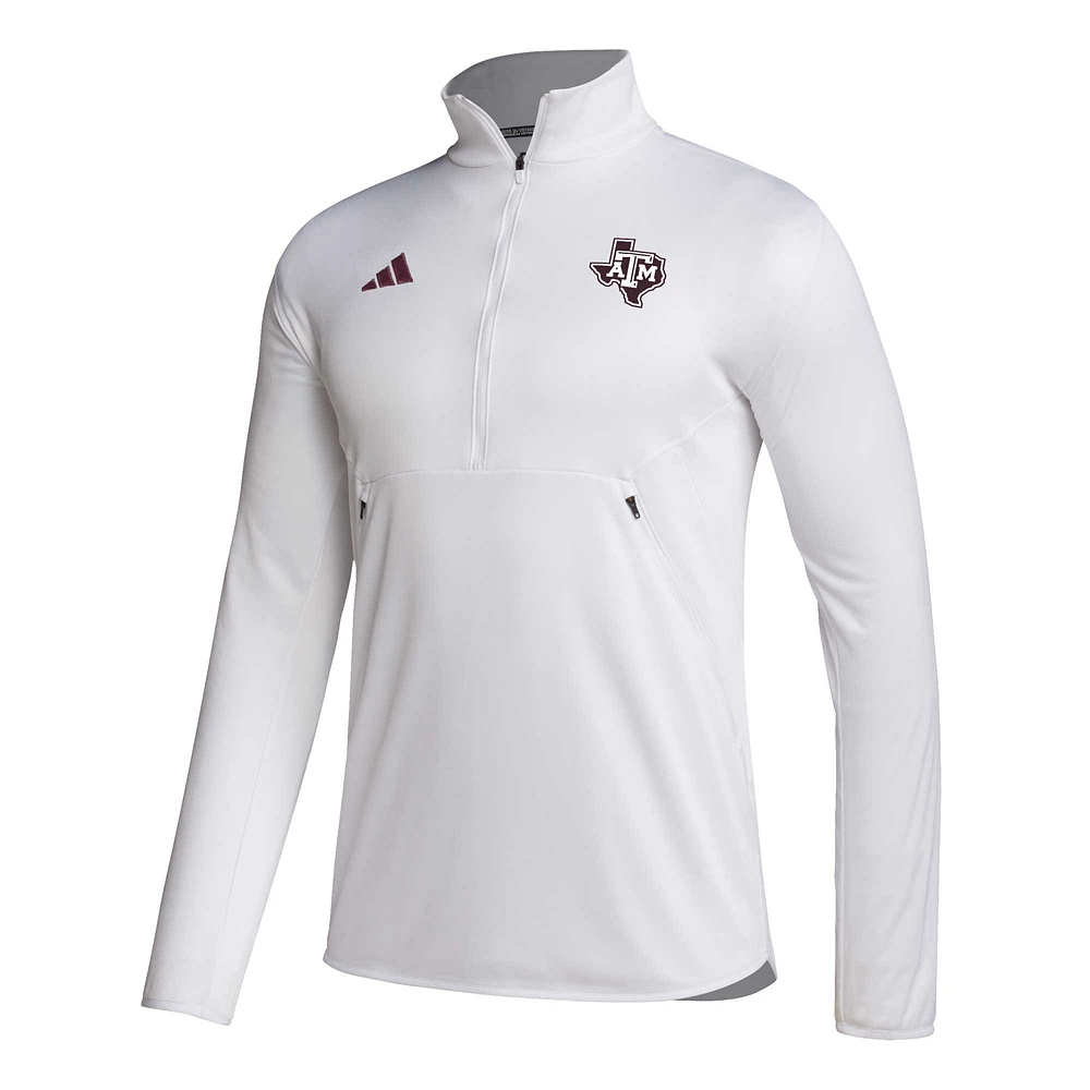 Haut à demi-zip AEROREADY Sideline pour homme adidas Texas A&M Aggies 2023 - Blanc