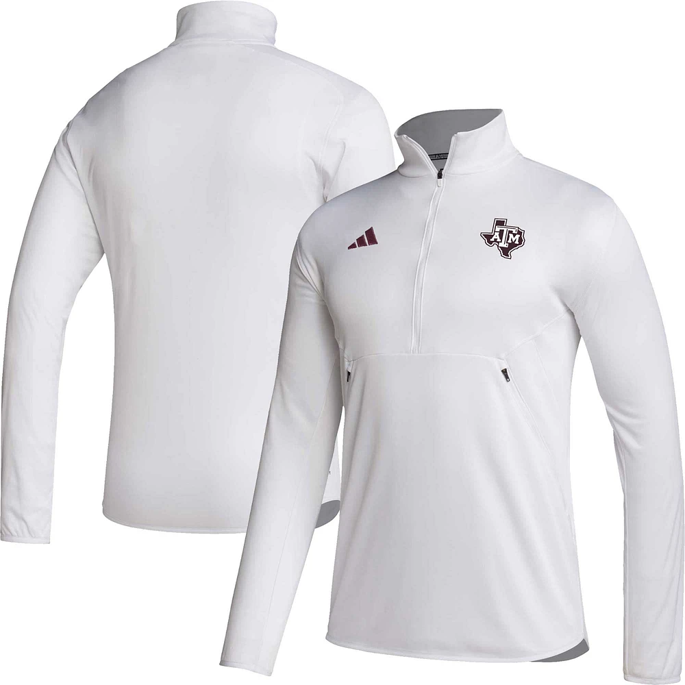 Haut à demi-zip AEROREADY Sideline pour homme adidas Texas A&M Aggies 2023 - Blanc