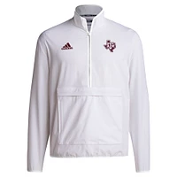 Men's adidas White Texas A&M Aggies 2024 Coaches Sideline Half-Zip Jacket