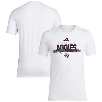 T-shirt adidas Texas A&M Aggies Baseball pour hommes, blanc, graines de tournesol