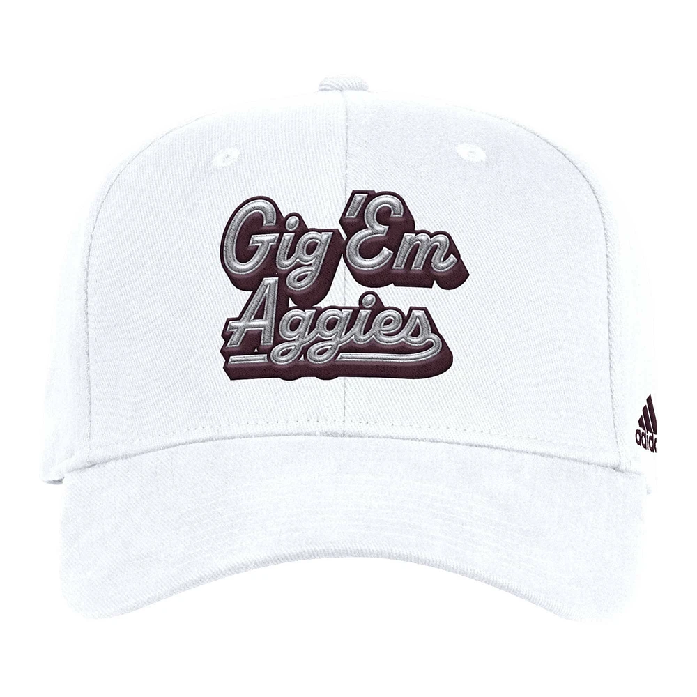 Men's adidas White Texas A&M Aggies Chant Flex Hat