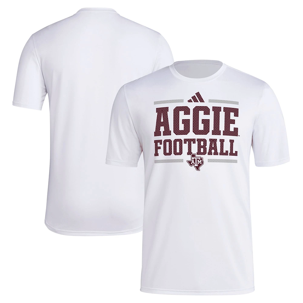 T-shirt adidas AEROREADY d'avant-match de football Texas A&M Aggies Locker pour homme blanc