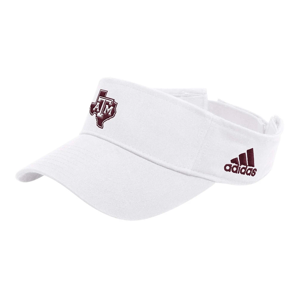 Men's adidas White Texas A&M Aggies Locker Room Team Adjustable Visor