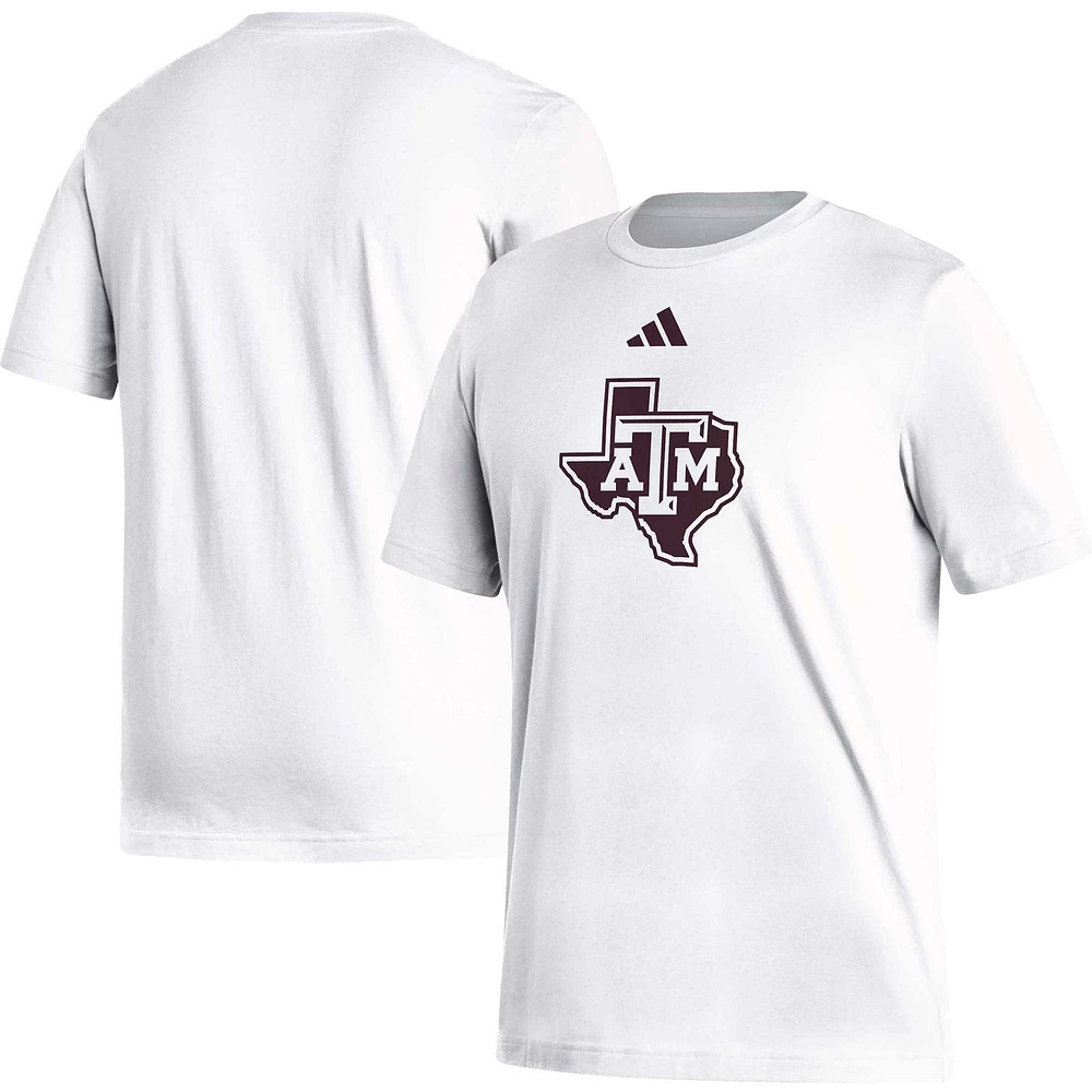 T-shirt adidas Texas A&M Aggies Logo Fresh pour homme, blanc