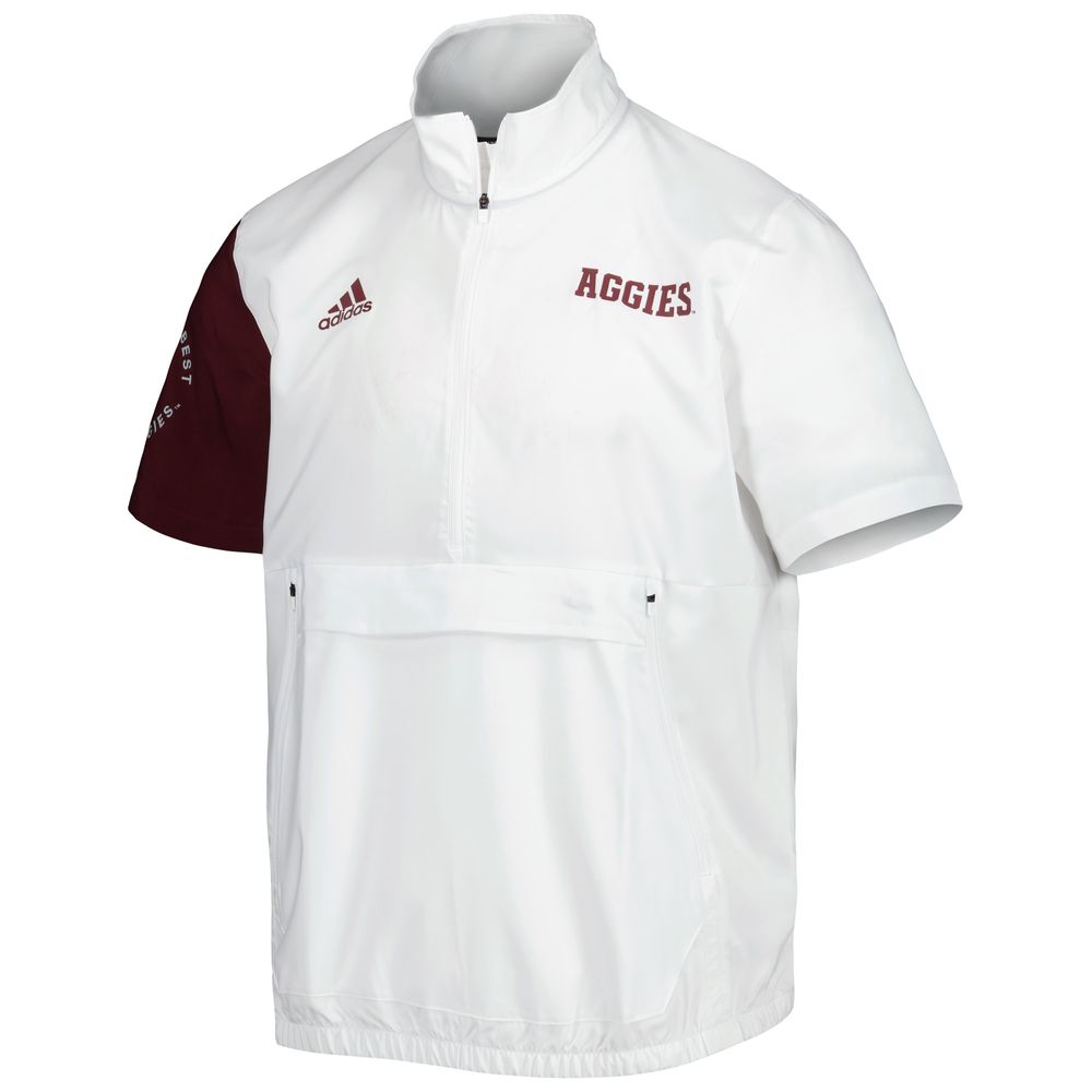 Men's adidas White Texas A&M Aggies M STM AEROREADY Half-Zip Jacket