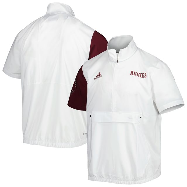 Veste à demi-zip adidas Texas A&M Aggies M STM AEROREADY blanche pour homme