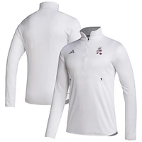 Pull zippé en tricot blanc adidas Texas A&M Aggies Ol' Sarge Sideline pour homme