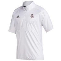 Pull zippé à manches courtes et quart de tour blanc adidas Texas A&M Aggies Ol' Sarge Sideline pour homme