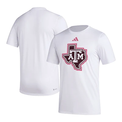 T-shirt AEROREADY d'avant-match adidas Texas A&M Aggies pour homme, blanc