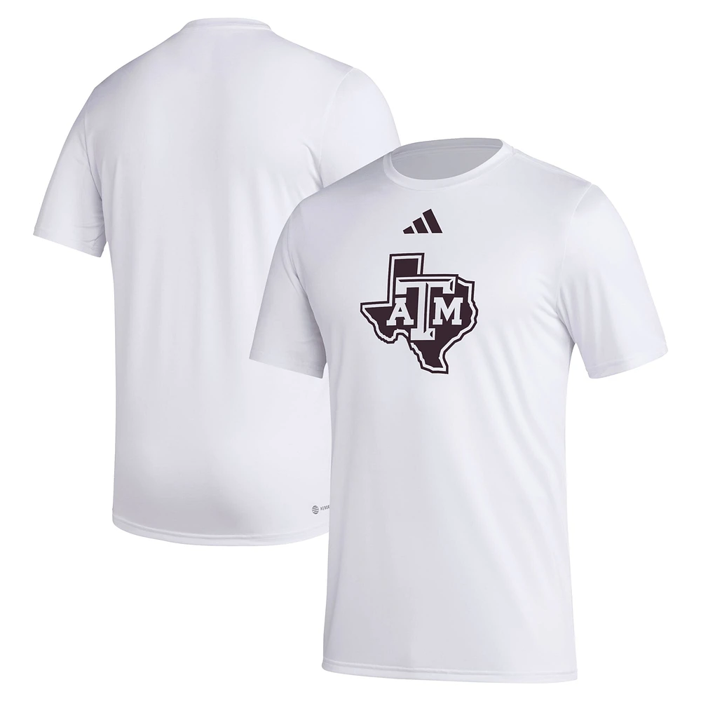 Men's adidas White Texas A&M Aggies Primary Locker Logo Pre-Game AEROREADY T-Shirt