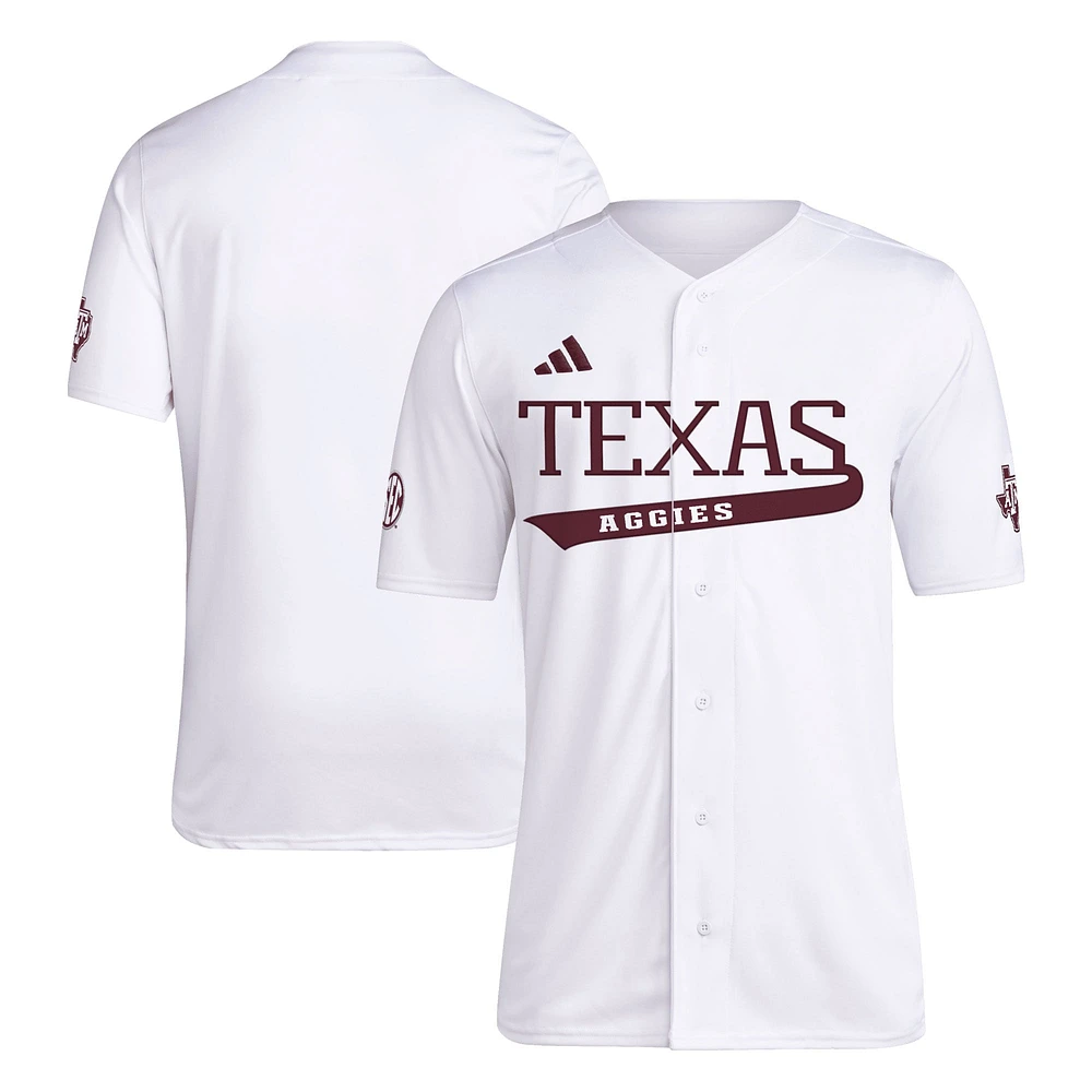 Maillot de baseball réplique Texas A&M Aggies adidas blanc pour hommes