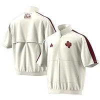 Veste à manches courtes et demi-zip adidas Texas A&M Aggies Strategy Pullover blanche pour hommes