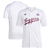 Maillot de baseball l'équipe Texas A&M Aggies adidas blanc pour hommes