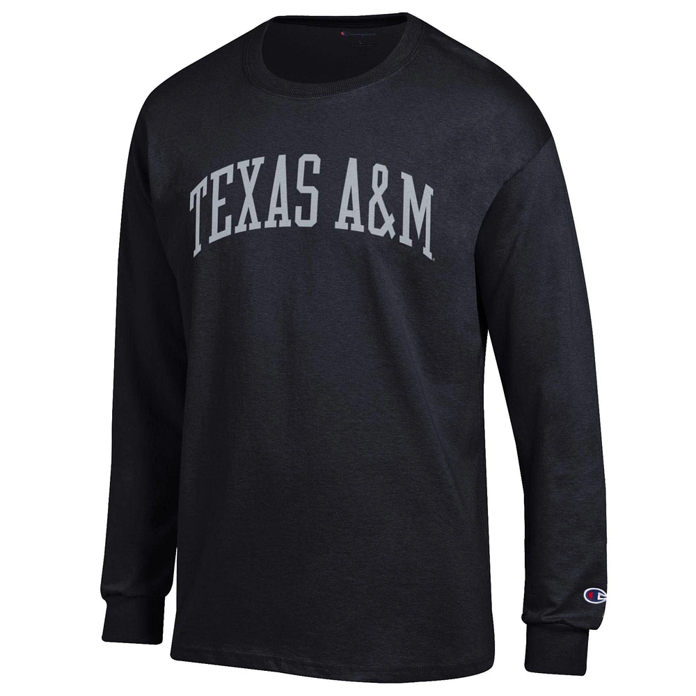 Men's Champion  Black Texas A&M Aggies Basic Arch Long Sleeve T-Shirt