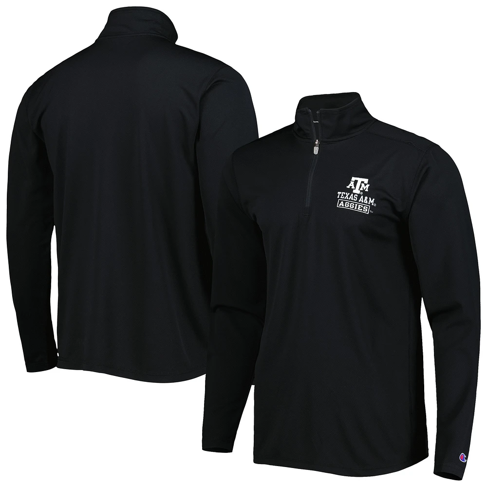 Men's Champion Black Texas A&M Aggies Textured Quarter-Zip Jacket