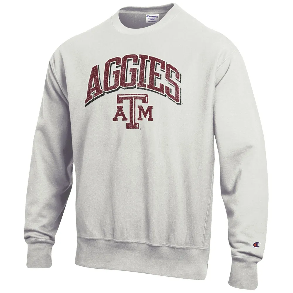 Men's Champion Gray Texas A&M Aggies Arch Over Logo Reverse Weave Pullover Sweatshirt