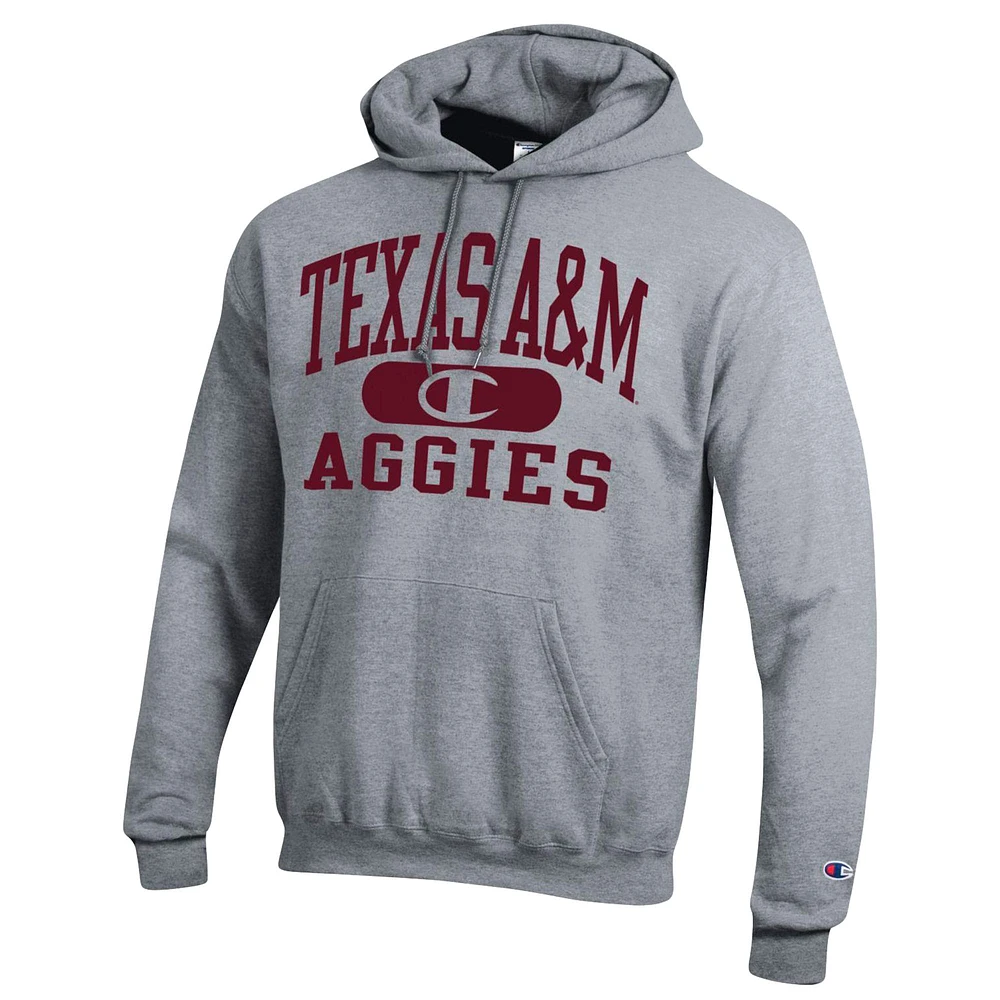 Sweat à capuche Champion Heather Grey Texas A&M Aggies Arch Pill pour homme