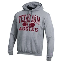 Men's Champion Heather Gray Texas A&M Aggies Arch Pill Pullover Hoodie