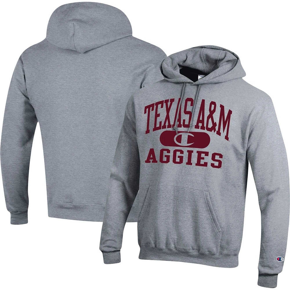 Men's Champion Heather Gray Texas A&M Aggies Arch Pill Pullover Hoodie