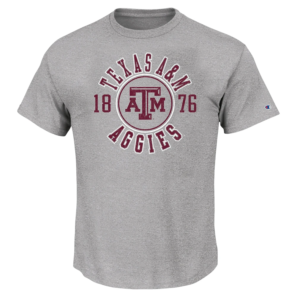 Champion Heather Grey Texas A&M Aggies Big & Tall Circle Logo T-shirt pour hommes