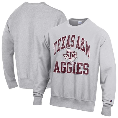 Men's Champion Heather Gray Texas A&M Aggies Vault Late Night Reverse Weave Pullover Sweatshirt