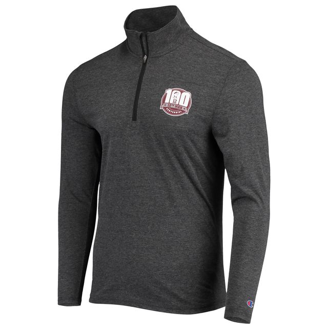 Veste pour homme Champion Heathered Black Texas A&M Aggies 12th Man Centennial Field Day Quarter-Zip Jacket