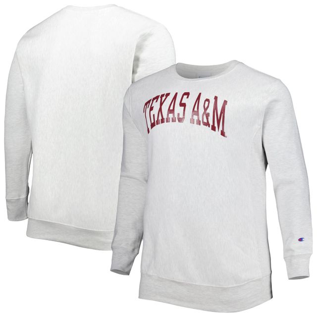 Sweat-shirt ras du cou en polaire à tissage inversé Big & Tall Champion Texas A&M Aggies gris chiné pour homme