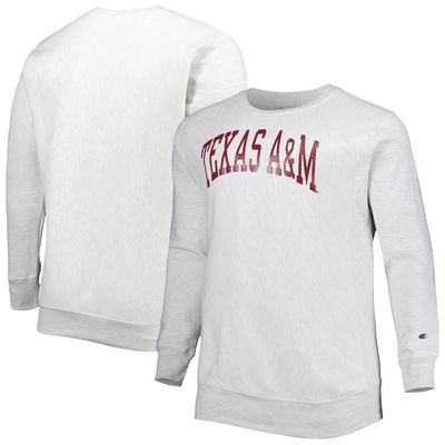 Men's Champion Heathered Gray Texas A&M Aggies Big & Tall Reverse Weave Fleece Crewneck Pullover Sweatshirt