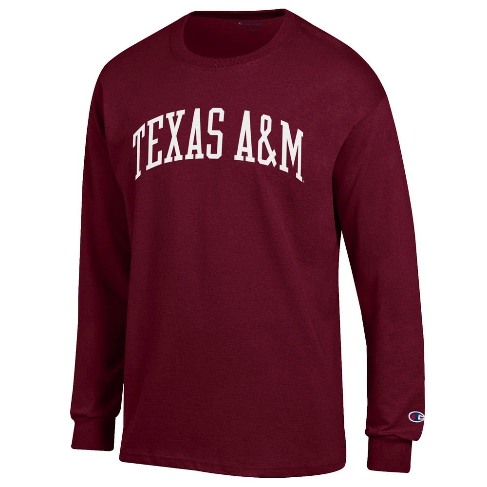 Men's Champion  Maroon Texas A&M Aggies Basic Arch Long Sleeve T-Shirt