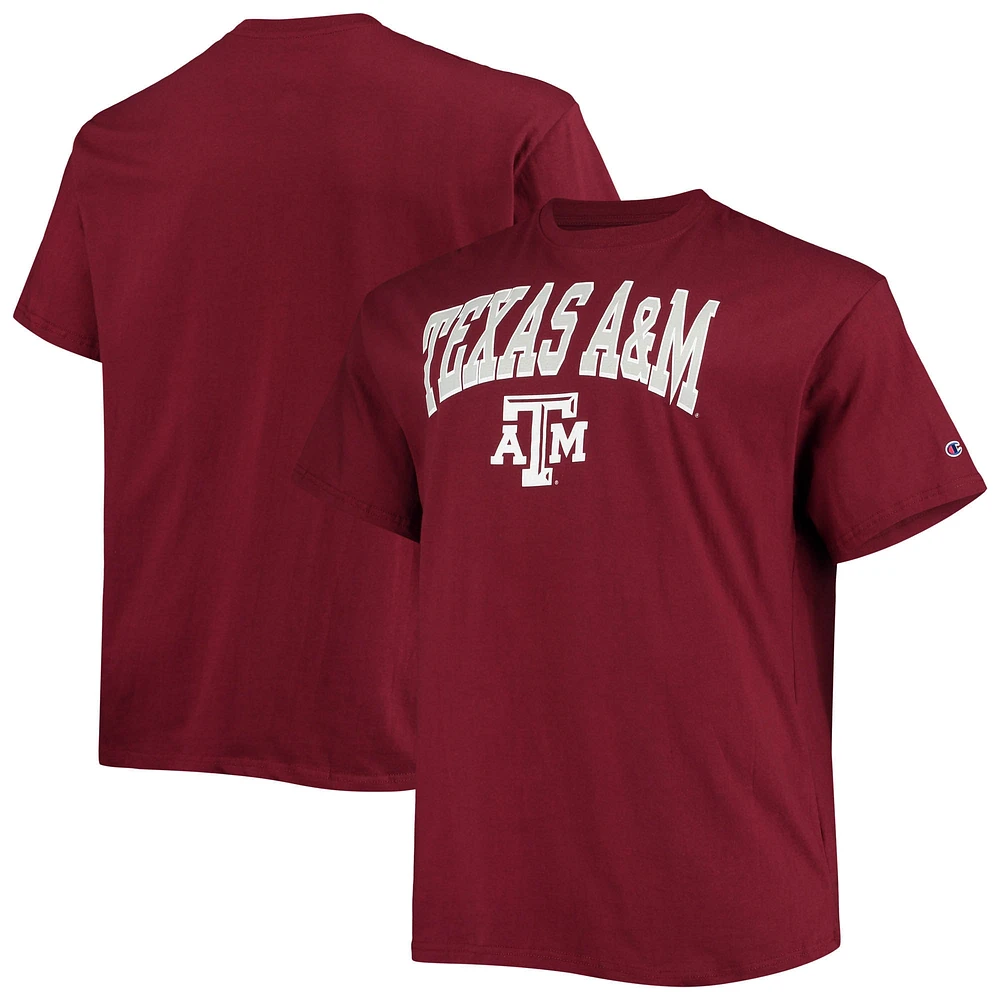 T-shirt homme Champion Maroon Texas A&M Aggies Tailles Big & Tall Arch Over Wordmark