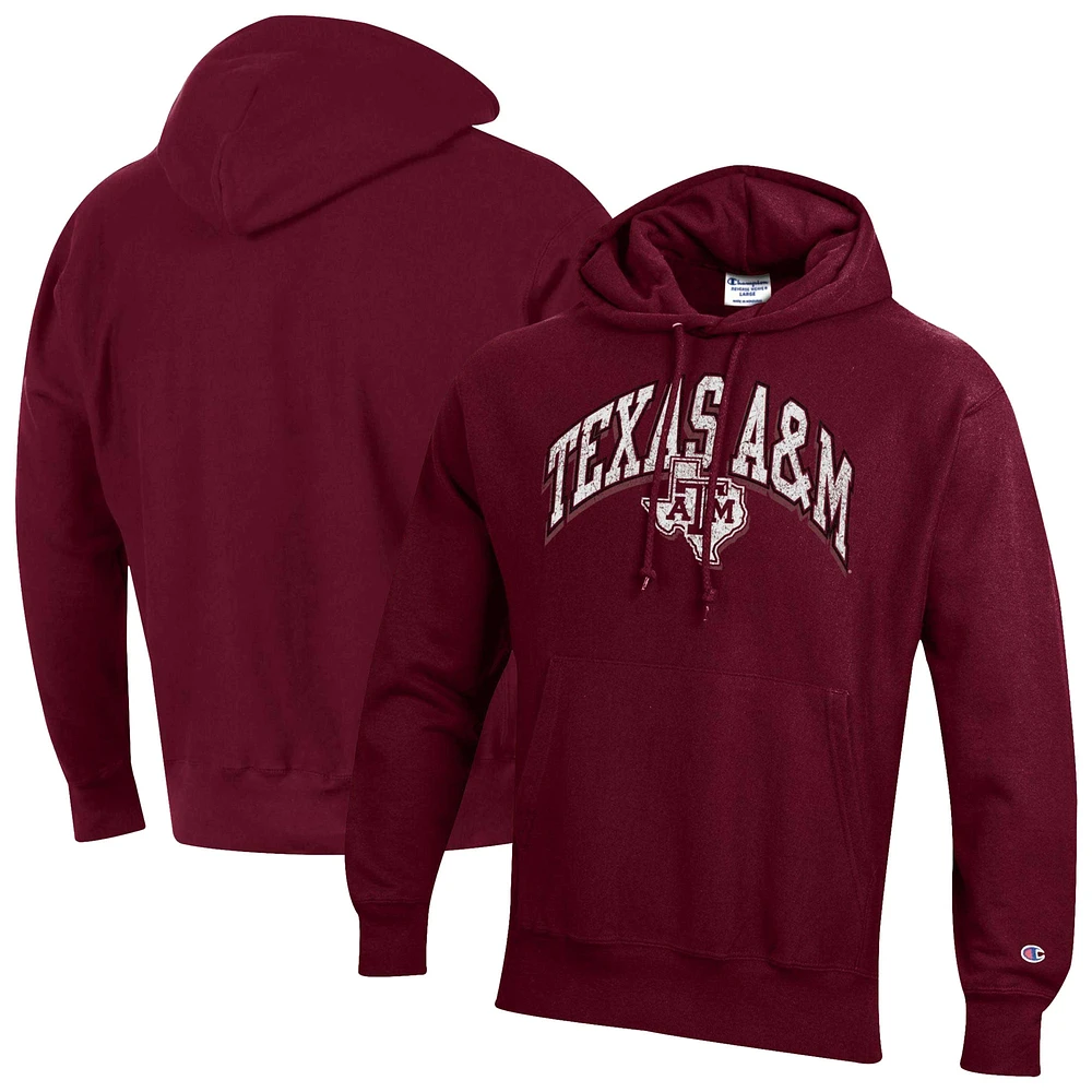 Sweat à capuche tissage inversé Late Night Champion Maroon Texas A&M Aggies pour hommes